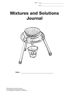 Mixtures and Solutions Journal
