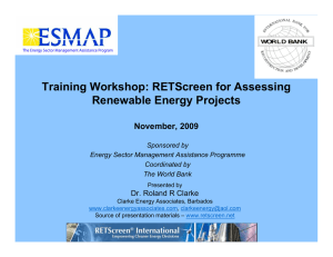 Training Workshop: RETScreen for Assessing Renewable Energy