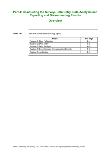 Part 4: Conducting the Survey, Data Entry, Data Analysis and