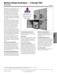 Medium Voltage Switchgear — 5 through 15kV