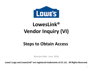 LowesLink® VFI (Vendor Financial Information)