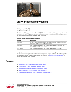 L2VPN Pseudowire Switching