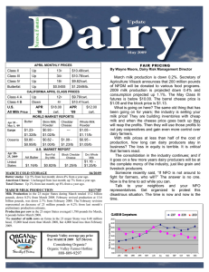 Volume VII, Issue 5 Available at nfo.org Dairy Tab – Dairy Report