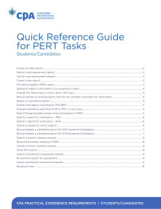 Quick Reference Guide for PERT Tasks