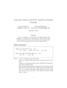 Using Data Tables in the GNU MathProg Modeling Language