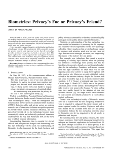 Biometrics: Privacy`s Foe Or Privacy`s Friend?