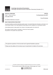 2017-2019 Specimen Paper 1 - Cambridge International Examinations