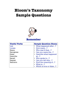 Bloom`s Taxonomy Sample Questions