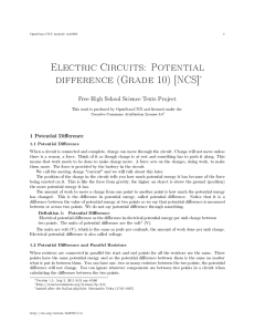 Electric Circuits: Potential difference (Grade 10