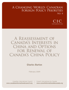 A Reassessment of Canada`s Interests in China and Options for