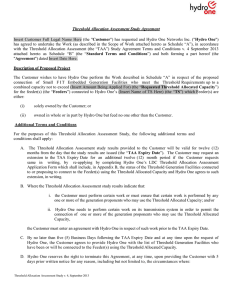 Threshold Allocation Assessment Study Agreement Insert Customer