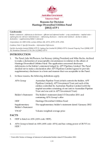 Reasons for Decision - [2012] ATP 1 - Hastings Diversified Utilities