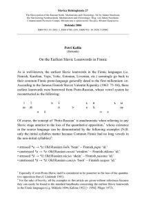 On the Earliest Slavic Loanwords in Finnic