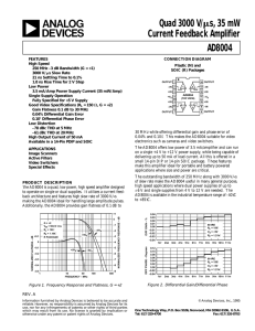 Quad 3000 V/ s, 35 mW Current Feedback Amplifier AD8004