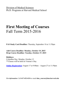 Fall 2015 First Meeting of Courses