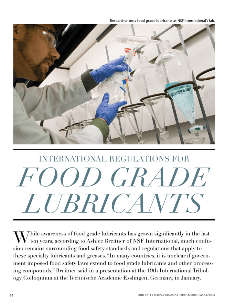 International Regulations for Food Grade