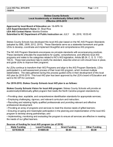 (AIG) Plan - Stokes County Schools