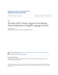 The Role of ESL Teacher Support in Facilitating School Adjustment