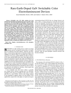 Rare-earth-doped gan switchable color electroluminescent devices