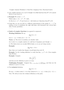 Complex Analysis Worksheet 5- Real Part, Imaginary Part