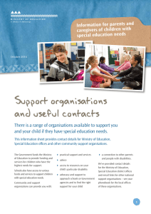 Support organisations and useful contacts - for Parents