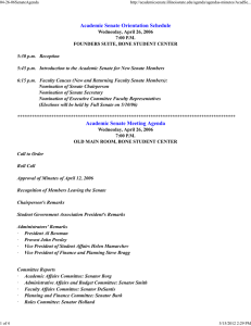 Academic Senate Orientation Schedule Academic Senate Meeting