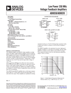 AD8038/AD8039 Low Power 350 MHz Voltage Feedback Amplifiers