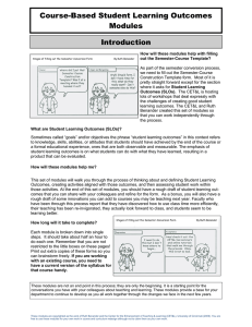 Introduction Course-Based Student Learning Outcomes Modules