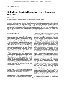 Role of nutrition in inflammatory bowel disease