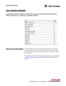 Line Interface Module Installation Instructions