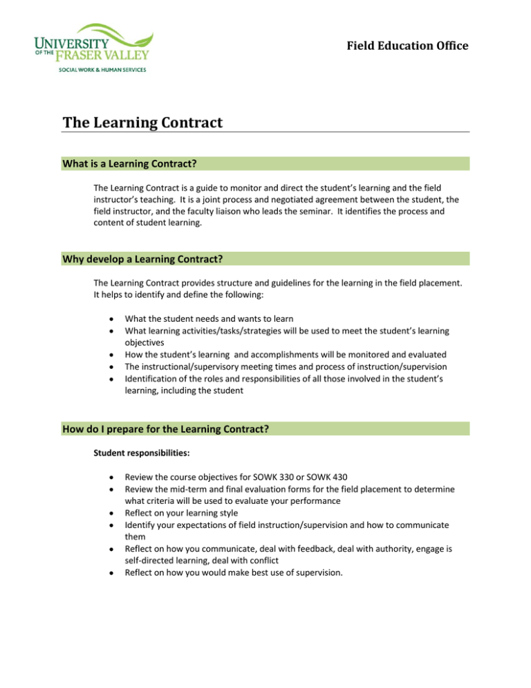 What Is A Learning Contract In College