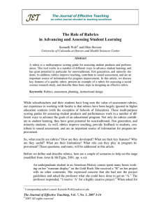The Role of Rubrics in Advancing and Assessing Student Learning