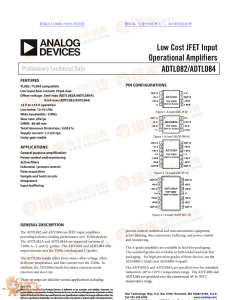 Low Cost JFET Input Operational Amplifiers ADTL082/ADTL084