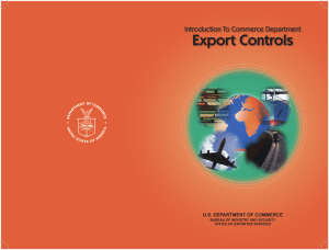 Introduction to the Commerce Department`s Export Controls