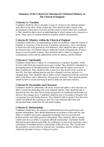 Summary of criteria - The Church of England
