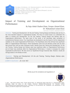 Impact of Training and Development on Organizational Performance