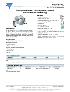 VSMY2853SL High Speed Infrared Emitting Diode, 850 nm, Surface