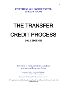 the transfer credit process - The University of North Carolina at