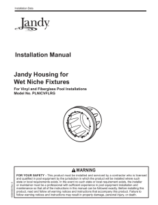 Jandy Housing for Wet Niche Fixtures Installation Manual