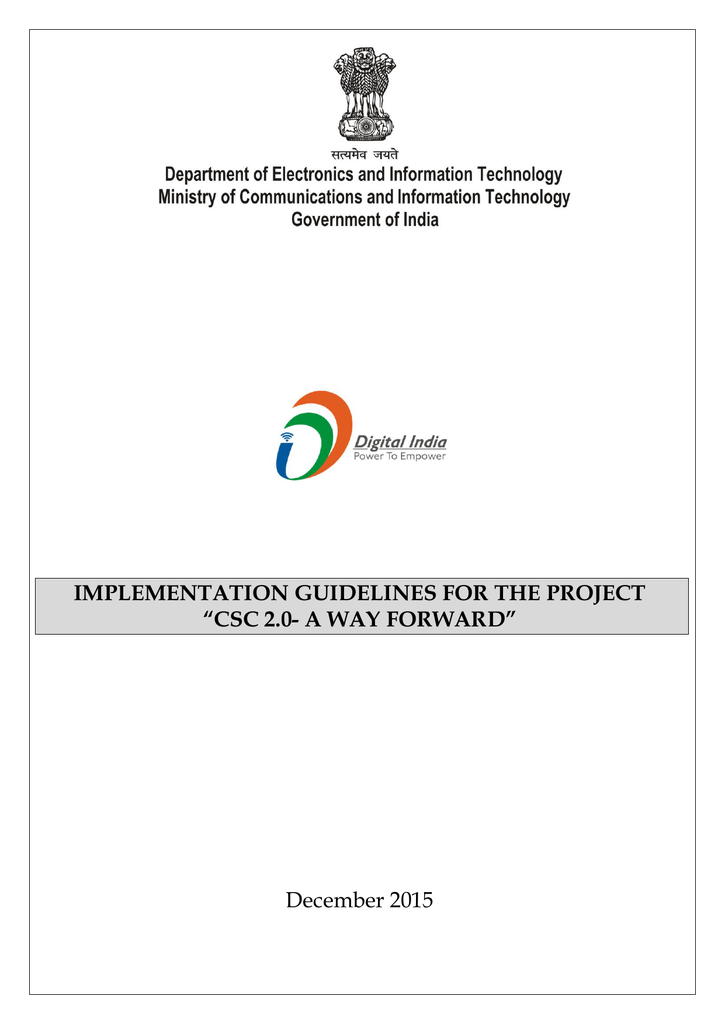 implementation guidelines for the project csc 2 0 implementation guidelines for the