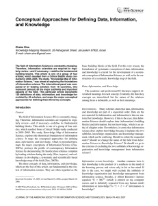 Conceptual approaches for defining data, information, and knowledge