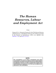 The Human Resources, Labour and Employment Act