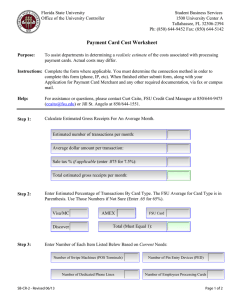 Payment Card Cost Worksheet - Florida State University Controller`s