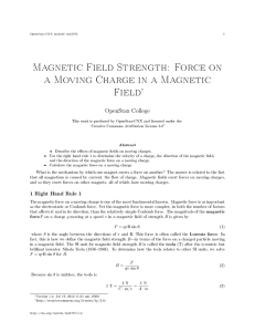 Magnetic Field Strength: Force on a Moving