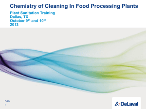 Chemistry of Cleaning In Food Processing Plants