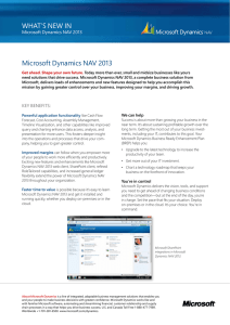 WHAt`s NeW iN Microsoft Dynamics NAV 2013