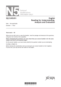 National 5 (Reading for Understanding, Analysis and
