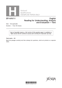 Higher English Reading for Understanding, Analysis and