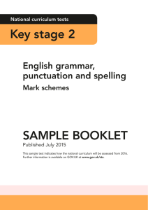 Sample KS2 English grammar, punctuation and spelling