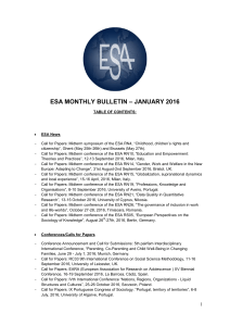 January 2016 - European Sociological Association